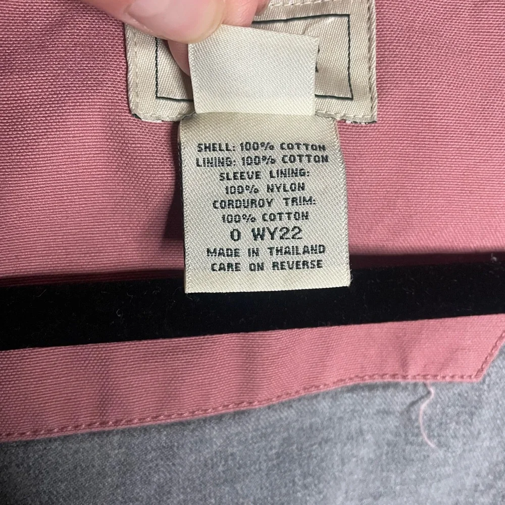 LL Bean Womens Barn Coat Flannel Lined XL Pink Brown Corduroy Trim Chore Field - Picture 7 of 9